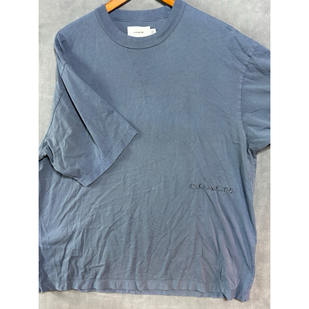 COACH Garment Dye Blue Crewneck Tee Shirt Size L - Picture 8 of 9